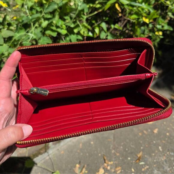 Coach Signature Colorblock Coated Canvas w/ Leather Accordion Zip Wallet #54630 - Picture 7 of 9